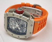 Richard Mille RM11 Steel Orange Rubber Strap Swiss Automatic Watch - Image 5