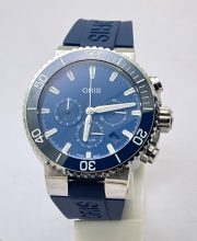 Oris Aquis Chronograph Blue Rubber Strap Watch - Image 2