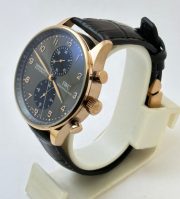 I W C Portugieser Chronograph Rose Gold Black Leather Strap Swiss Automatic Watch - Image 3