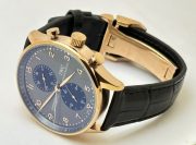 I W C Portugieser Chronograph Rose Gold Black Leather Strap Swiss Automatic Watch - Image 5