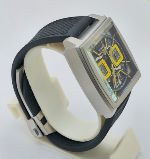 Tag Heuer Monaco Chronograph Yellow Skeleton Rubber Strap Watch - Image 4