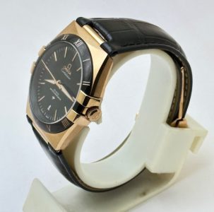 Omega Constellation Rose Gold Black Strap Swiss Automatic Watch - Image 3