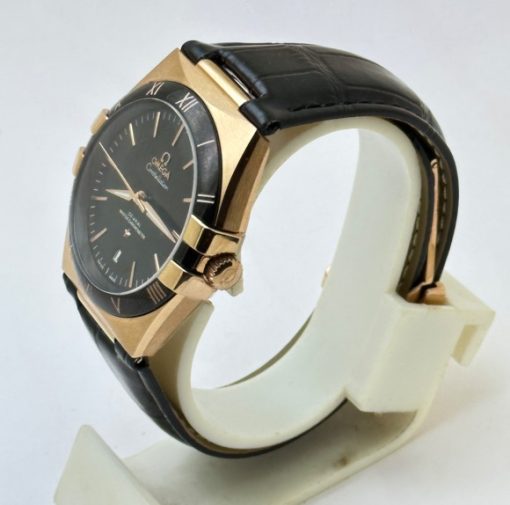 Omega Constellation Rose Gold Black Strap Swiss Automatic Watch - Image 3