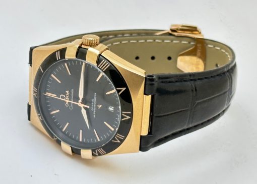 Omega Constellation Rose Gold Black Strap Swiss Automatic Watch - Image 5