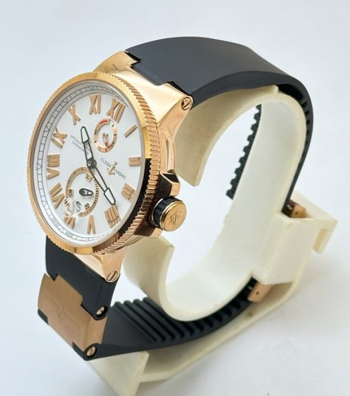 Ulysse Nardin Maxi Marine Rose Gold White Rubber Strap Swiss Automatic Watch - Image 3