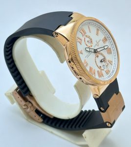 Ulysse Nardin Maxi Marine Rose Gold White Rubber Strap Swiss Automatic Watch - Image 4