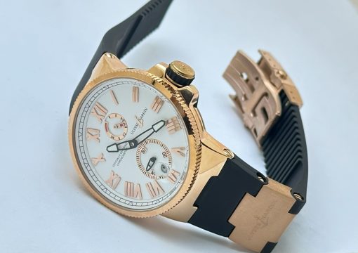 Ulysse Nardin Maxi Marine Rose Gold White Rubber Strap Swiss Automatic Watch - Image 5