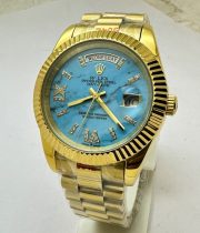 Rolex Day Date Turquoise Diamond Roman Marking Swiss Automatic Watch - Image 2