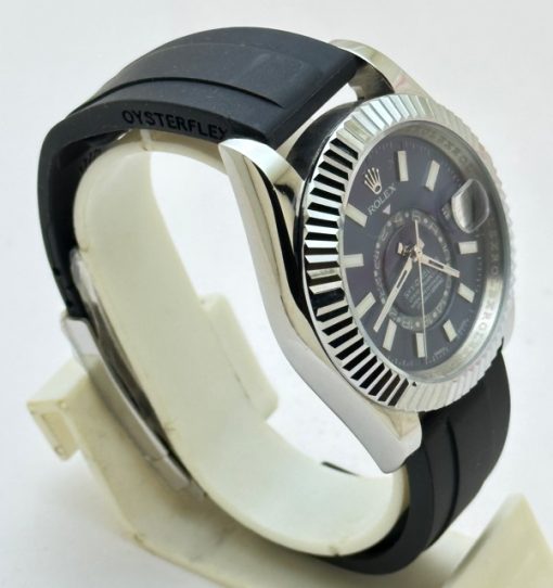 Rolex Sky Dweller Steel Black Rubber Strap Swiss ETA Automatic Watch - Image 4