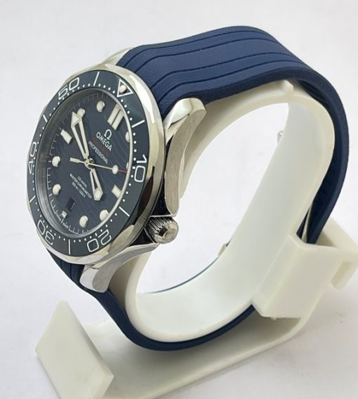 Omega Seamaster 50th Anniversary Steel Blue Rubber Strap Swiss Automatic Watch - Image 3