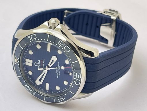 Omega Seamaster 50th Anniversary Steel Blue Rubber Strap Swiss Automatic Watch - Image 5