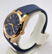 OMEGA SEAMASTER AQUA TERRA ROSE GOLD BLUE RUBBER STRAP LIMITED EDITION SWISS AUTOMATIC WATCH - Image 3