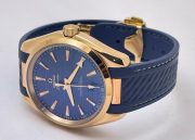 OMEGA SEAMASTER AQUA TERRA ROSE GOLD BLUE RUBBER STRAP LIMITED EDITION SWISS AUTOMATIC WATCH - Image 5