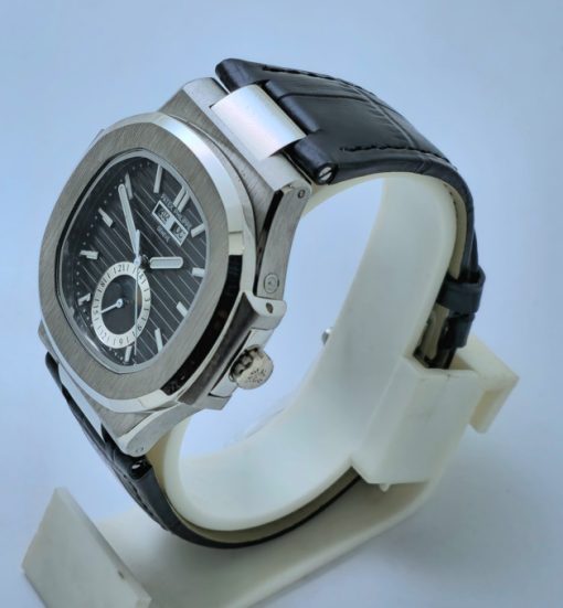 Patek Philippe Nautilus Annual Calendar Moon Phase Leather Strap Swiss Automatic Watch - Image 3