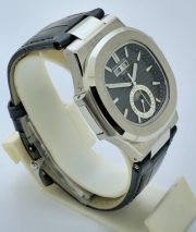 Patek Philippe Nautilus Annual Calendar Moon Phase Leather Strap Swiss Automatic Watch - Image 4
