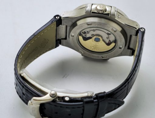 Patek Philippe Nautilus Annual Calendar Moon Phase Leather Strap Swiss Automatic Watch - Image 6