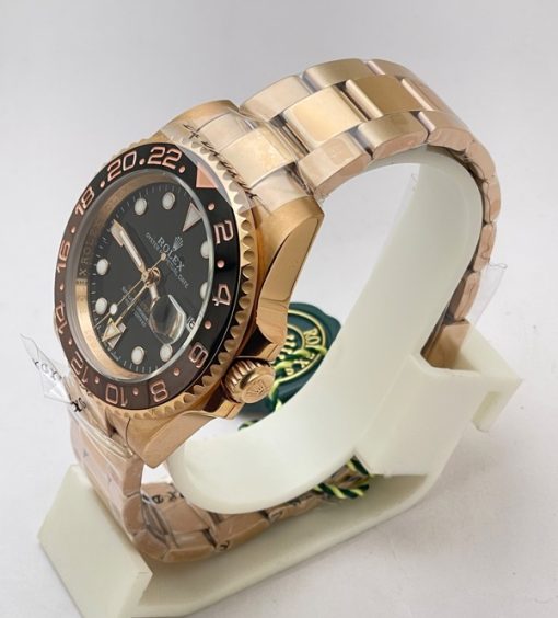 Rolex GMT Master II Rootbeer Everose Gold Swiss ETA 3285 Valjoux Movement Watch - Image 3