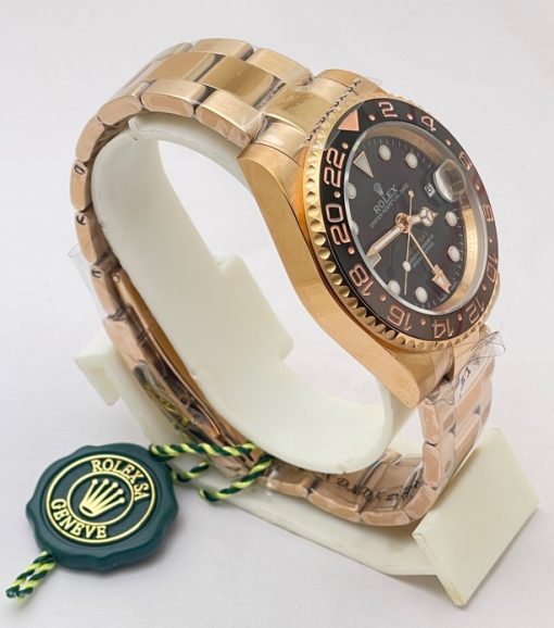 Rolex GMT Master II Rootbeer Everose Gold Swiss ETA 3285 Valjoux Movement Watch - Image 4