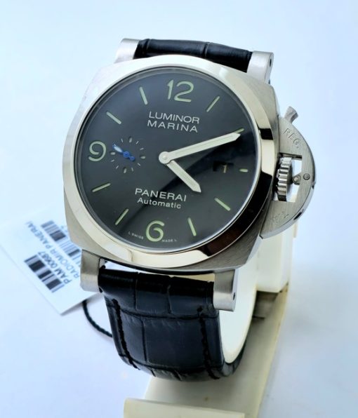 Panerai Marina Steel Black Leather Strap Swiss Automatic Watch - Image 2