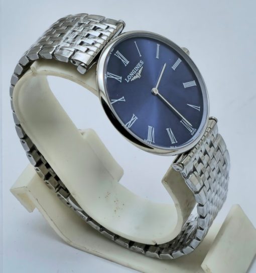 Longines Elegance La Grande Roman Mark Blue Steel Watch - Image 4
