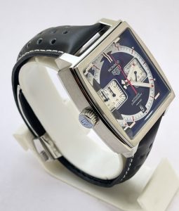 Tag Heuer Monaco Caliber 12 Leather Strap Watch - Image 4