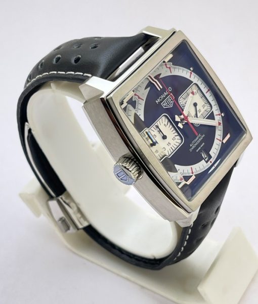 Tag Heuer Monaco Caliber 12 Leather Strap Watch - Image 4