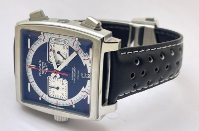 Tag Heuer Monaco Caliber 12 Leather Strap Watch - Image 5
