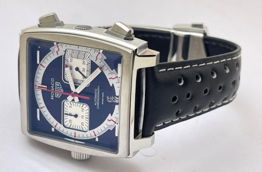 Tag Heuer Monaco Caliber 12 Leather Strap Watch - Image 5