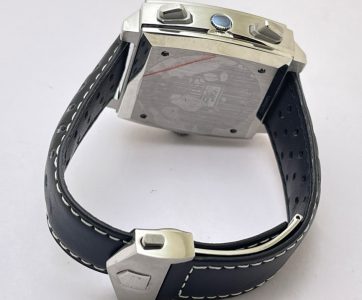 Tag Heuer Monaco Caliber 12 Leather Strap Watch - Image 6
