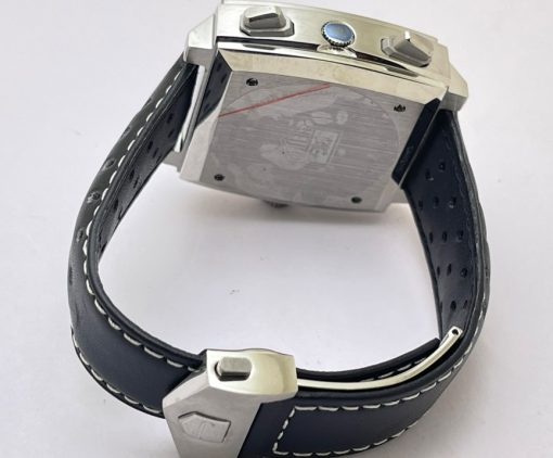Tag Heuer Monaco Caliber 12 Leather Strap Watch - Image 6
