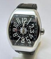 Franck Muller Vanguard Yachting Steel Black Leather Strap Swiss ETA Automatic Watch - Image 2