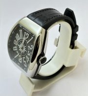 Franck Muller Vanguard Yachting Steel Black Leather Strap Swiss ETA Automatic Watch - Image 3