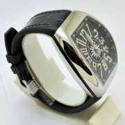 Franck Muller Vanguard Yachting Steel Black Leather Strap Swiss ETA Automatic Watch - Image 4