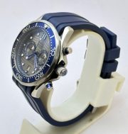 Omega Seamaster Diver Grey Chronograph Blue Rubber Strap Watch - Image 2