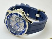 Omega Seamaster Diver Grey Chronograph Blue Rubber Strap Watch - Image 4