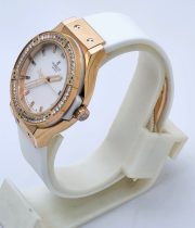 Hublot Classic Fusion Diamond White Rubber Strap Ladies Watch - Image 3