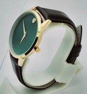 Movado Ultra Slim Green Dial Leather Strap Watch - Image 3