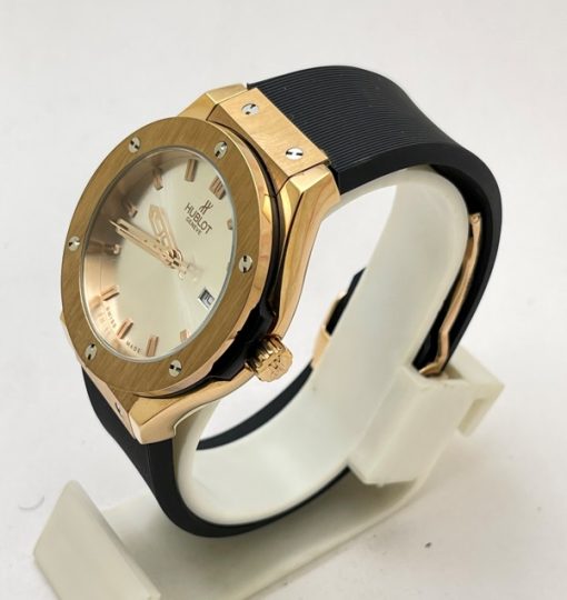 Hublot Classic Fusion White Dial Black Rubber Strap Ladies Watch - Image 3