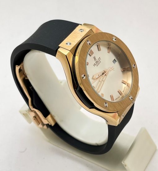 Hublot Classic Fusion White Dial Black Rubber Strap Ladies Watch - Image 4