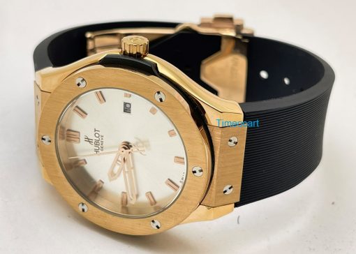 Hublot Classic Fusion White Dial Black Rubber Strap Ladies Watch - Image 5