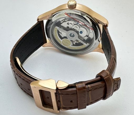 I W C Portuguese Power Reserve Rose Gold White Dial Leather Strap Swiss Automatic Watch - Image 6