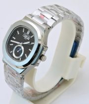 Patek Philippe Nautilus Annual Calendar Black Steel Swiss Automatic Watch - Image 3