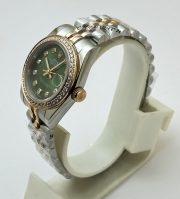 Rolex Datejust Diamond Bezel Green Dual Tone Swiss Automatic Ladies Watch - Image 3