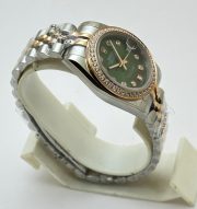 Rolex Datejust Diamond Bezel Green Dual Tone Swiss Automatic Ladies Watch - Image 4