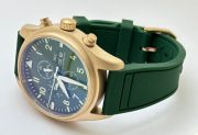 I W C Pilot Chronograph Day-Date Rose Gold Green Rubber Strap Watch - Image 5