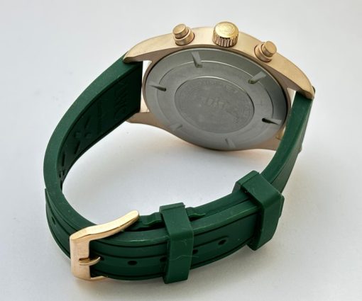 I W C Pilot Chronograph Day-Date Rose Gold Green Rubber Strap Watch - Image 6