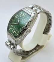 Franck Muller Crazy Hours Croco Green Steel Swiss Automatic Watch - Image 3