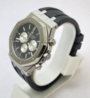 Audemars Piguet Chronometer Steel Black Rubber Strap Watch - Image 3