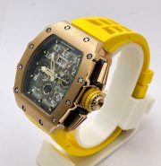 Richard Mille RM11 Rose Gold Yellow Rubber Strap Swiss Automatic Watch - Image 3