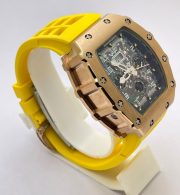 Richard Mille RM11 Rose Gold Yellow Rubber Strap Swiss Automatic Watch - Image 4